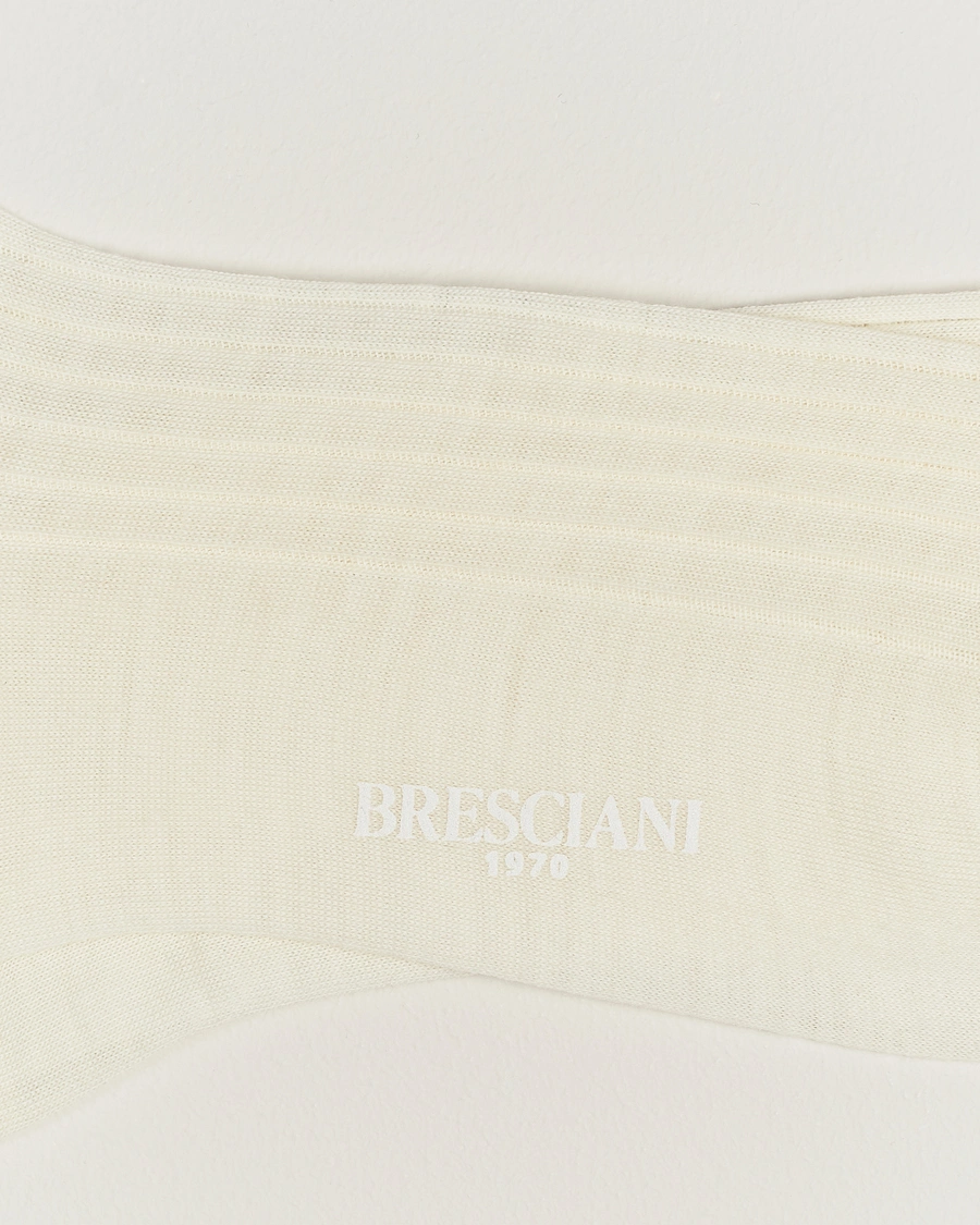 Herre | Undertøy | Bresciani | Wool/Nylon Ribbed Short Socks White