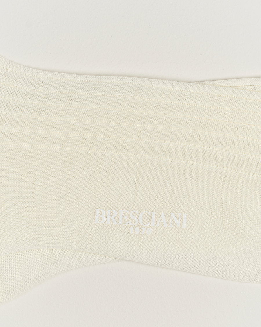 Herre | Undertøy | Bresciani | Wool/Nylon Ribbed Short Socks White