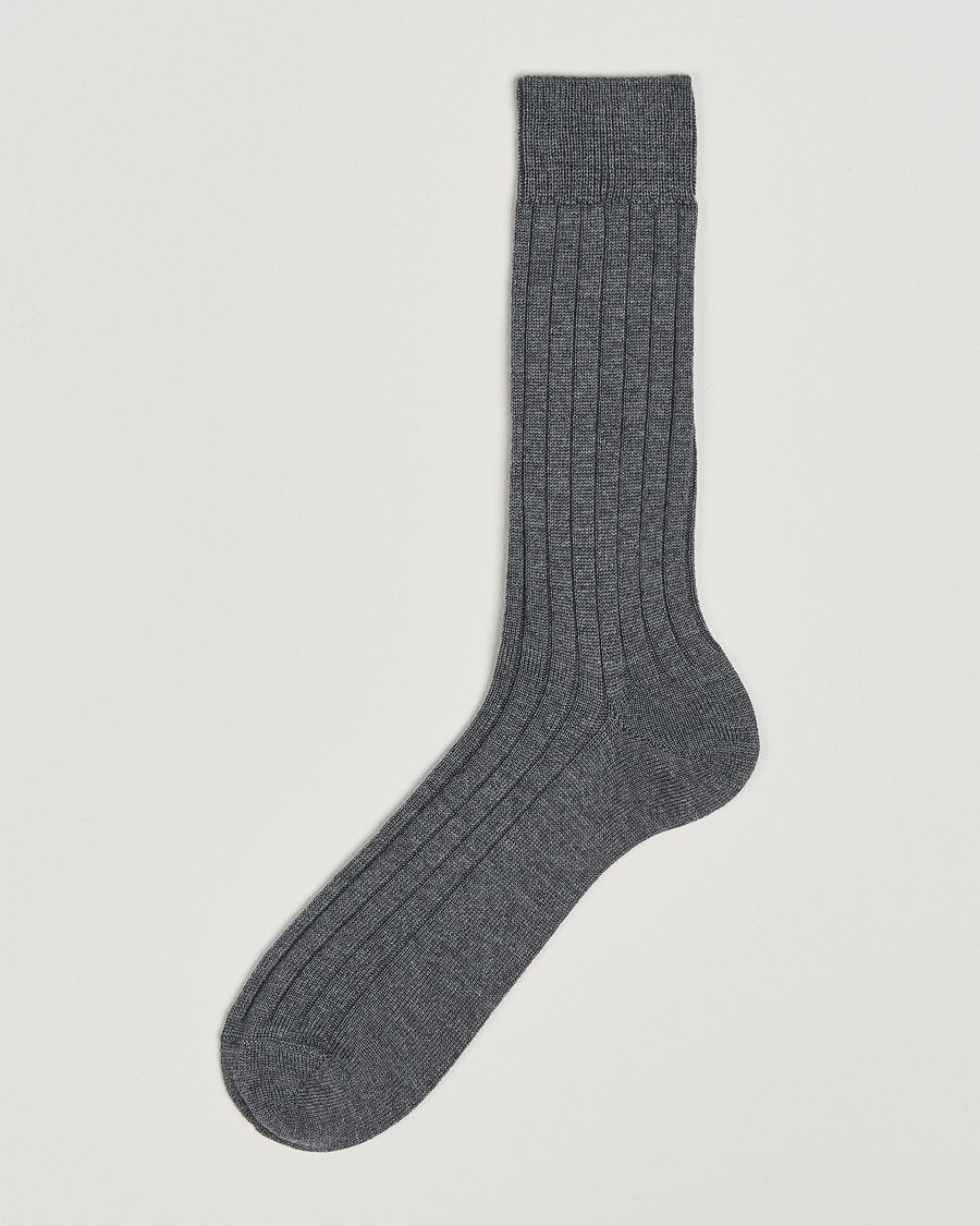 Herre | Undertøy | Bresciani | Wool/Nylon Heavy Ribbed Socks Grey