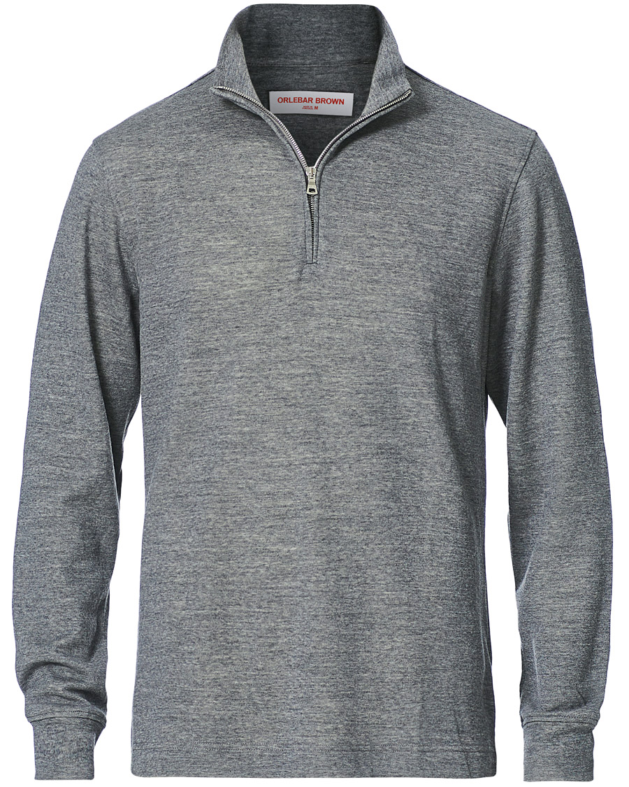 Herre | Gensere | Orlebar Brown | Neilson Double Face Merino Half Zip Storm Grey