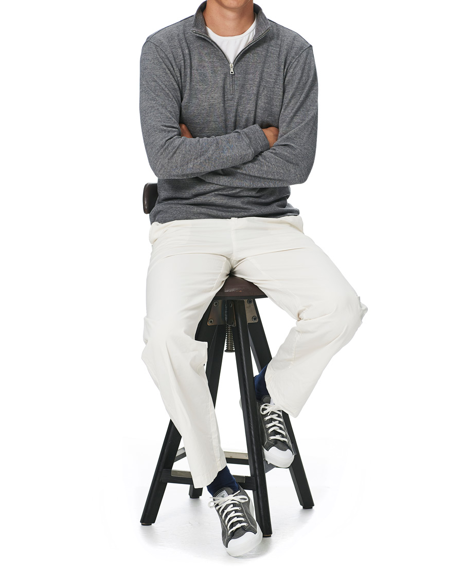 Herre | Gensere | Orlebar Brown | Neilson Double Face Merino Half Zip Storm Grey