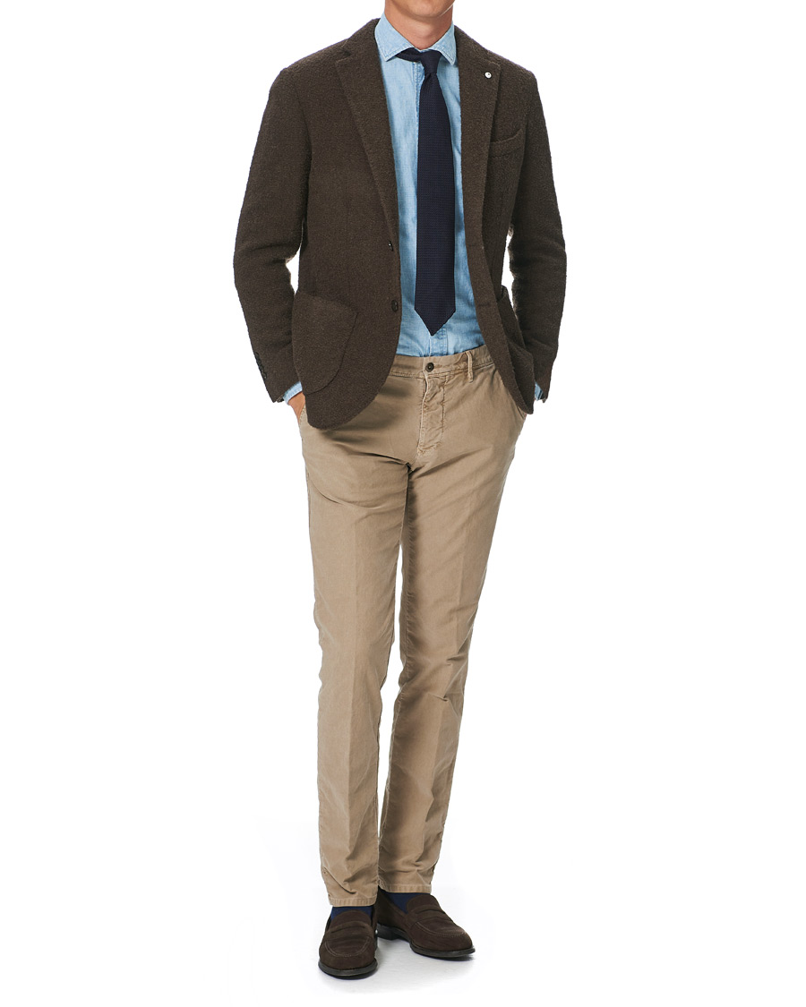 Herre | Dressjakker | L.B.M. 1911 | Jack Regular Bouclé Wool Alpaca Blazer Brown