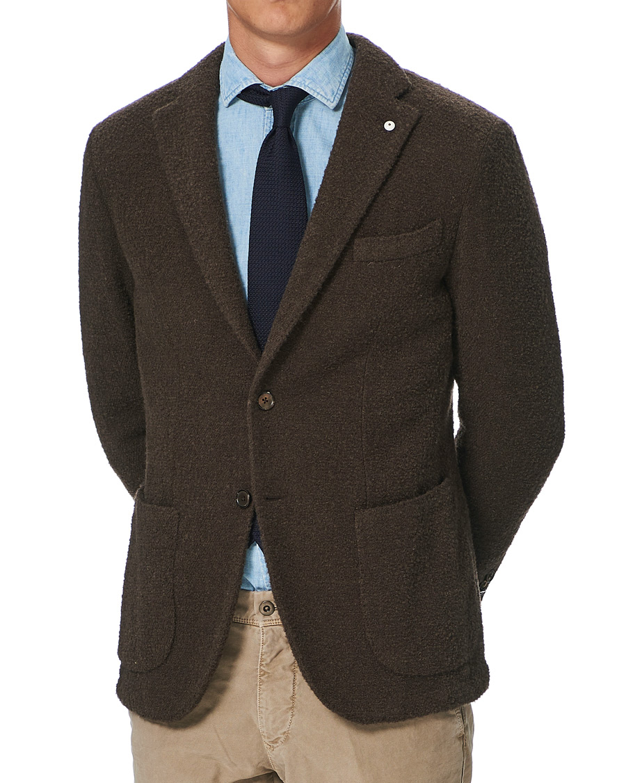 Herre | Dressjakker | L.B.M. 1911 | Jack Regular Bouclé Wool Alpaca Blazer Brown