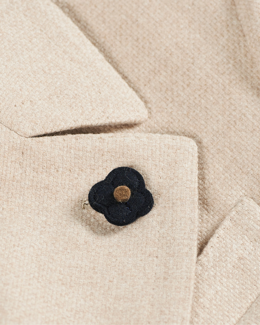 Herre | Jakker | Lardini | Double Breasted Basket Weave Wool Coat Creme