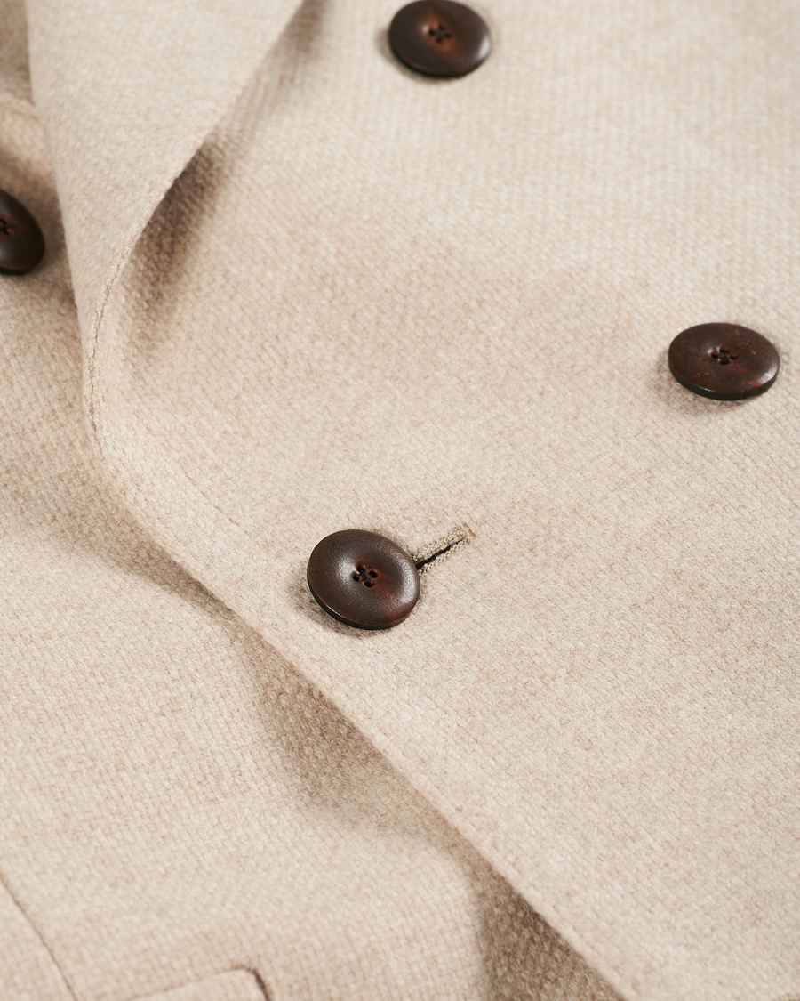 Herre | Jakker | Lardini | Double Breasted Basket Weave Wool Coat Creme