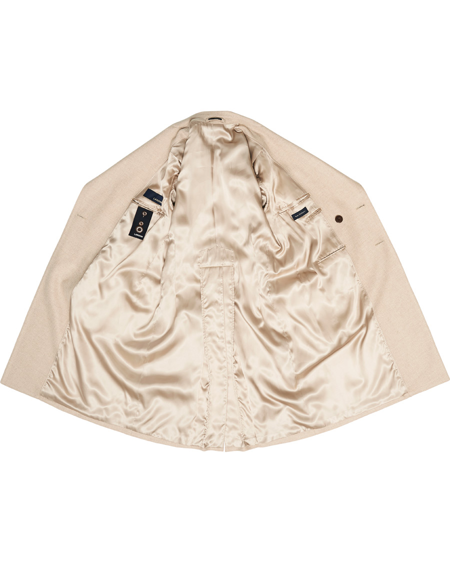 Herre | Jakker | Lardini | Double Breasted Basket Weave Wool Coat Creme