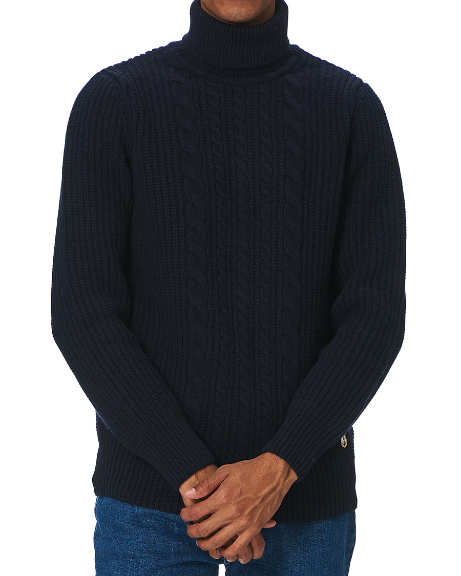 Herre |  | Armor-lux | Cable Knit Turtleneck Navy