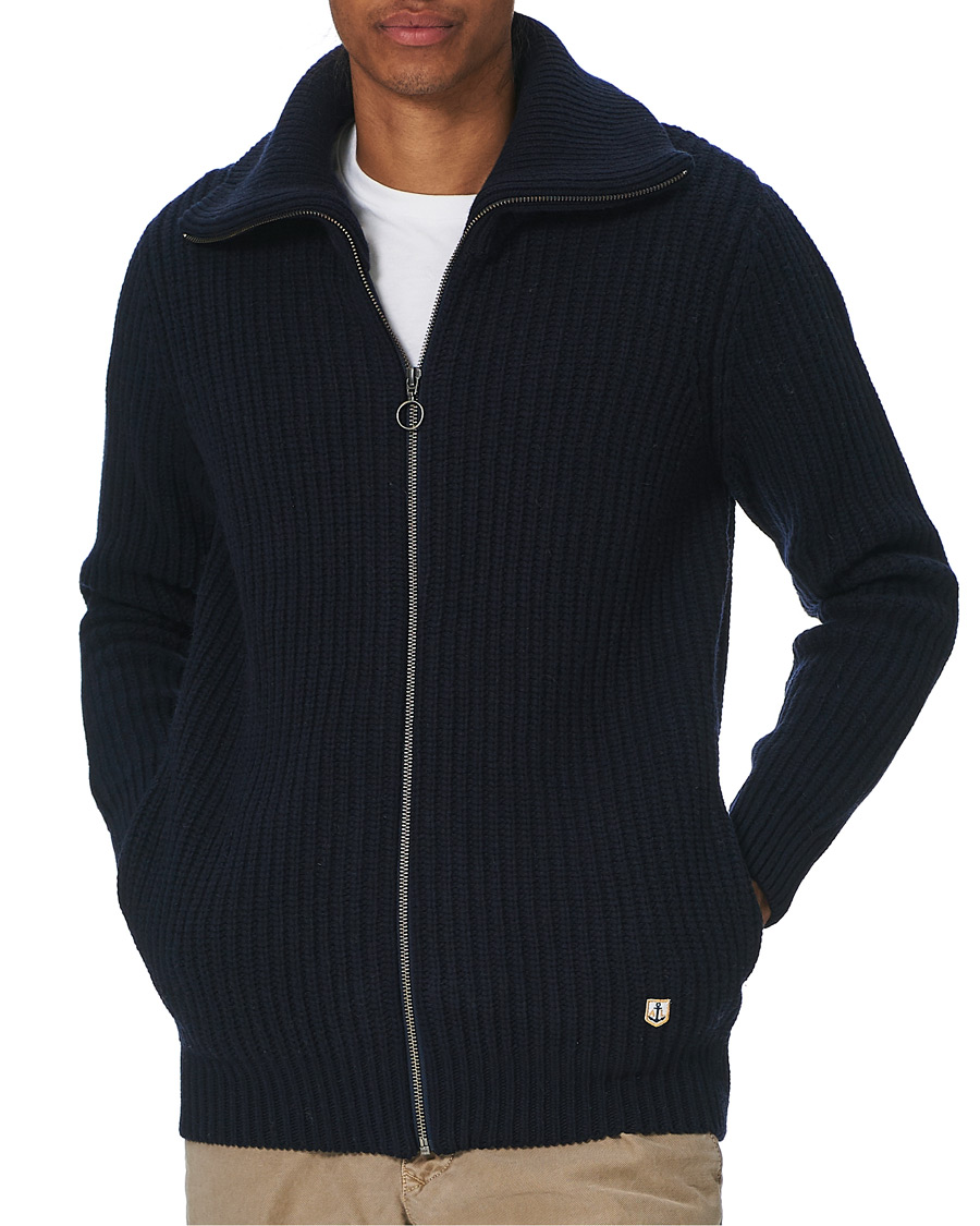 Herre | Gensere | Armor-lux | Ribbed Zip Sweater Navy