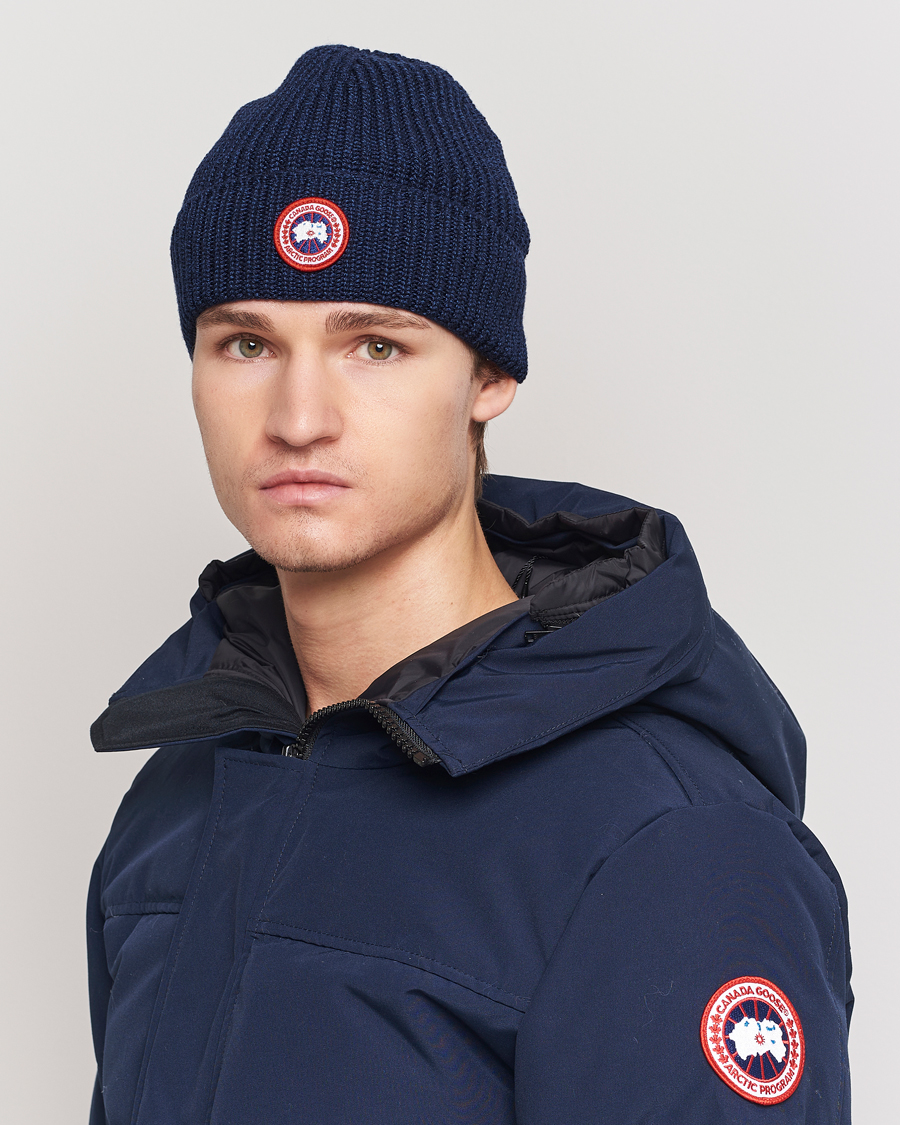 Men | Beanies | Canada Goose | Arctic Disc Rib Toque Navy Heather