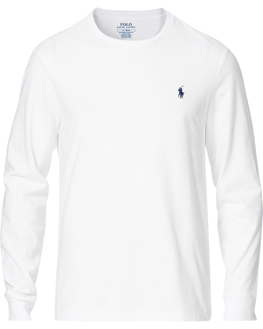 Herre | T-Shirts | Polo Ralph Lauren | Custom Slim Fit Long Sleeve Tee White