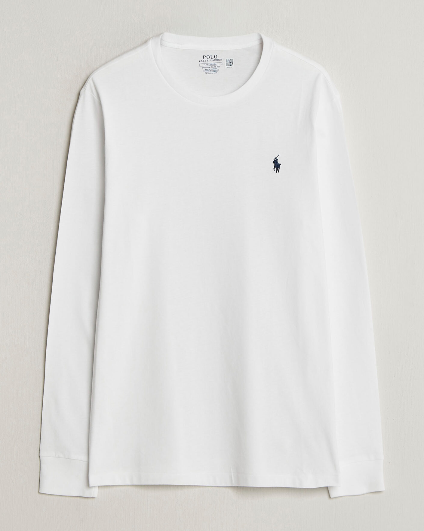 Herre | T-Shirts | Polo Ralph Lauren | Custom Slim Fit Long Sleeve Tee White