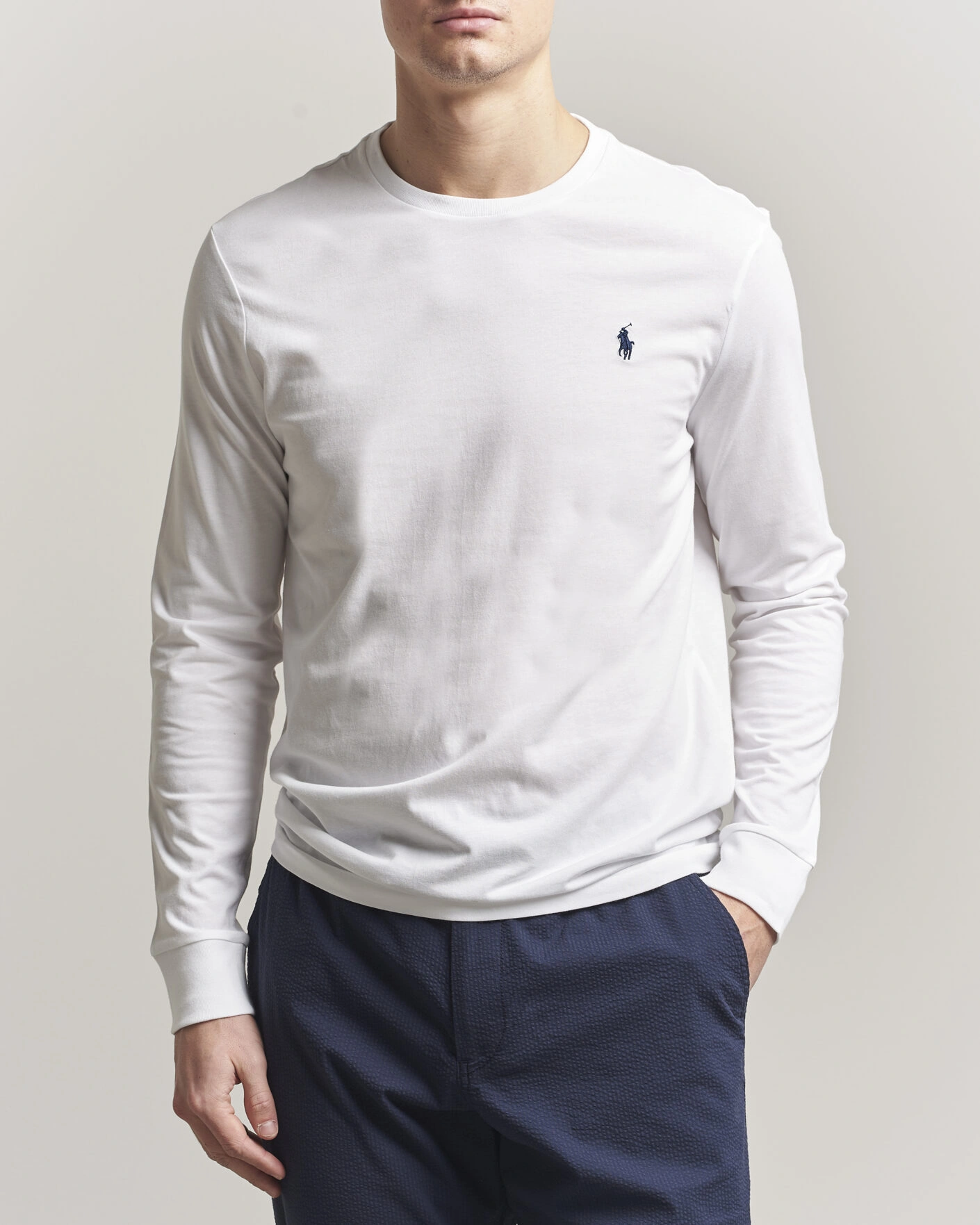 Herre | T-Shirts | Polo Ralph Lauren | Custom Slim Fit Long Sleeve Tee White