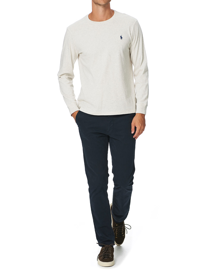 Herre | T-Shirts | Polo Ralph Lauren | Custom Slim Fit Long Sleeve Tee American Heather