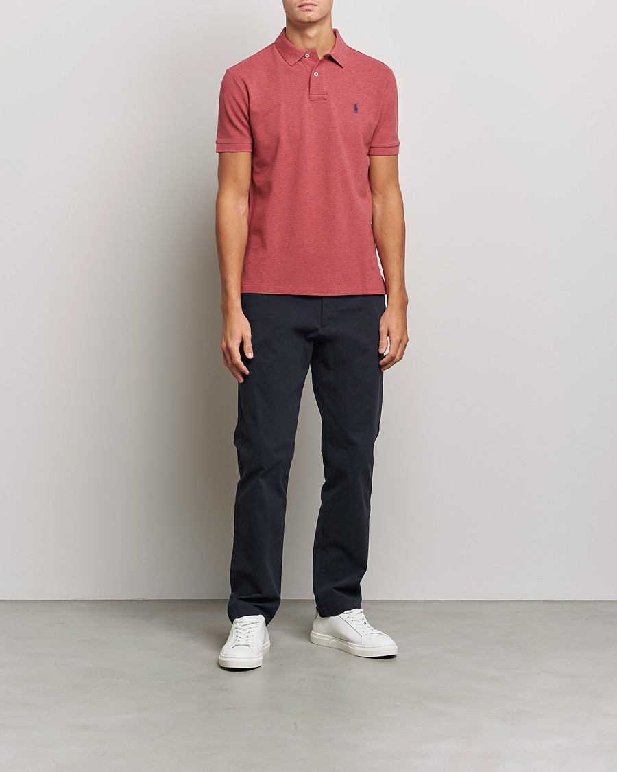 Herre | Pikéer | Polo Ralph Lauren | Custom Slim Fit Polo Venetian Red Heather