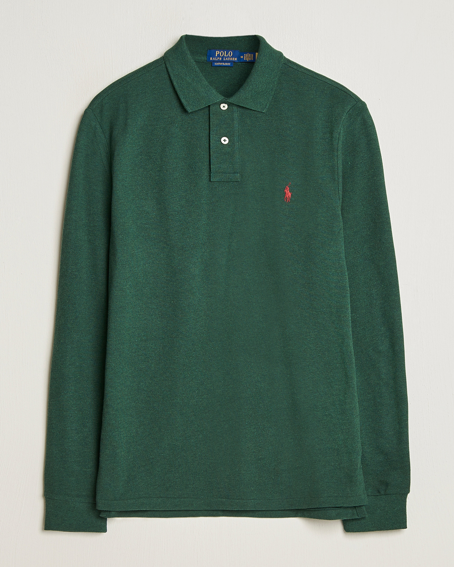 Herre | Gensere | Polo Ralph Lauren | Custom Slim Fit Long Sleeve Polo Scotch Pine Heather