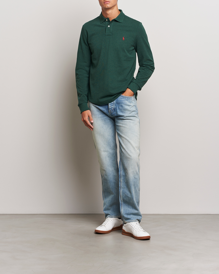Herre | Gensere | Polo Ralph Lauren | Custom Slim Fit Long Sleeve Polo Scotch Pine Heather