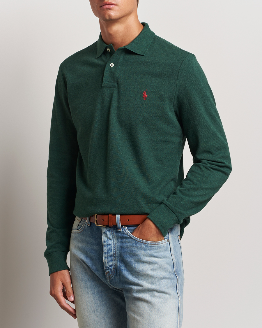 Herre | Gensere | Polo Ralph Lauren | Custom Slim Fit Long Sleeve Polo Scotch Pine Heather