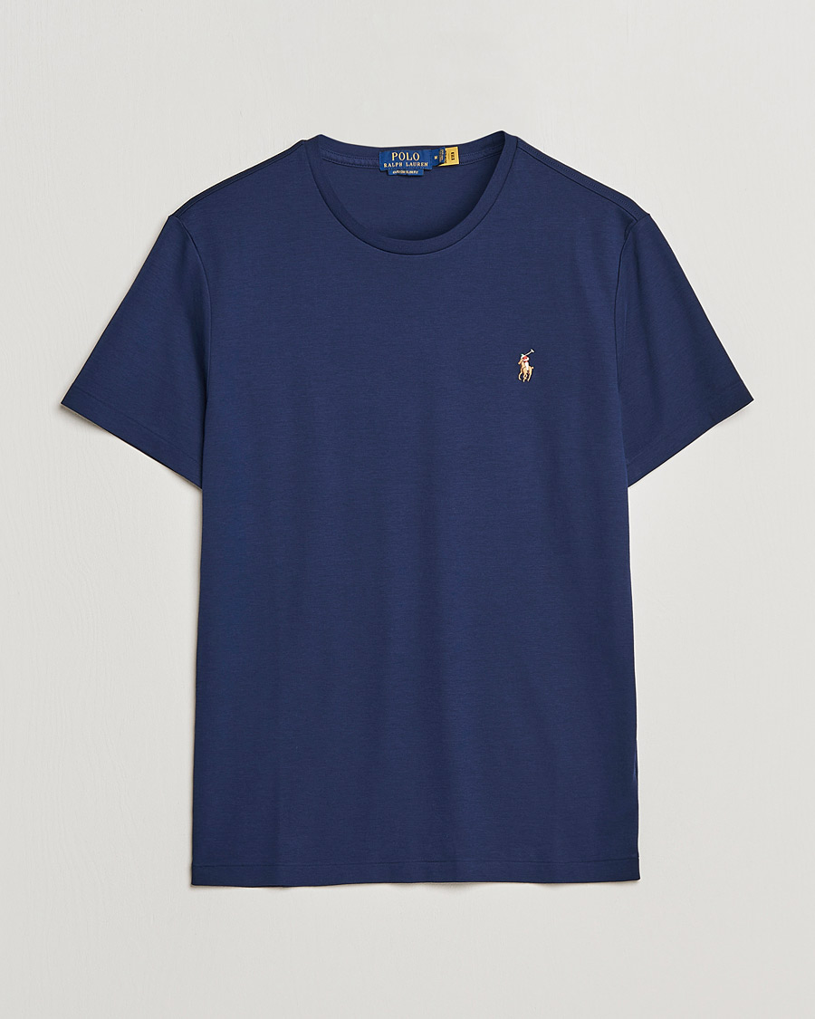 Herre | T-Shirts | Polo Ralph Lauren | Luxury Pima Cotton Crew Neck T-Shirt Refined Navy