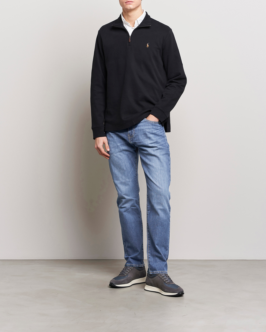 Herre | Gensere | Polo Ralph Lauren | Double Knit Jaquard Half Zip Sweater Black