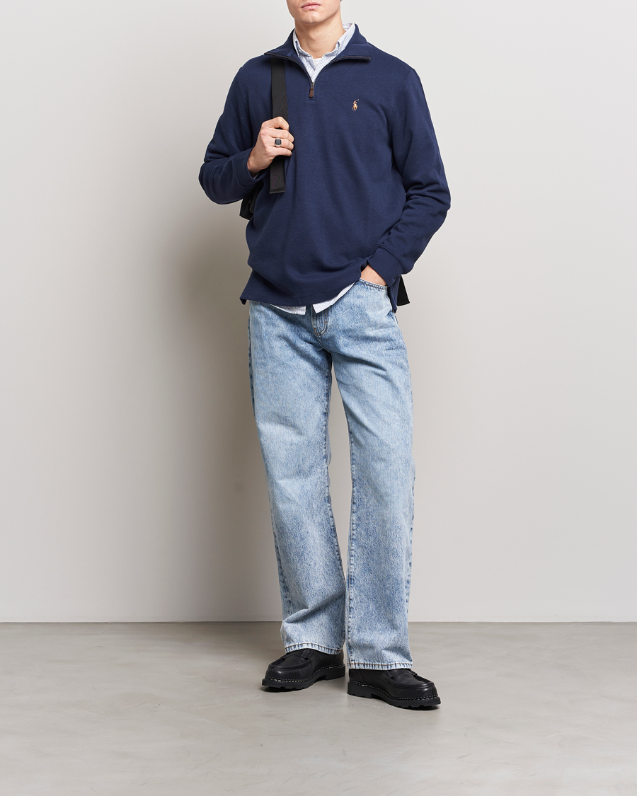Herre | Gensere | Polo Ralph Lauren | Double Knit Jaquard Half Zip Sweater Cruise Navy