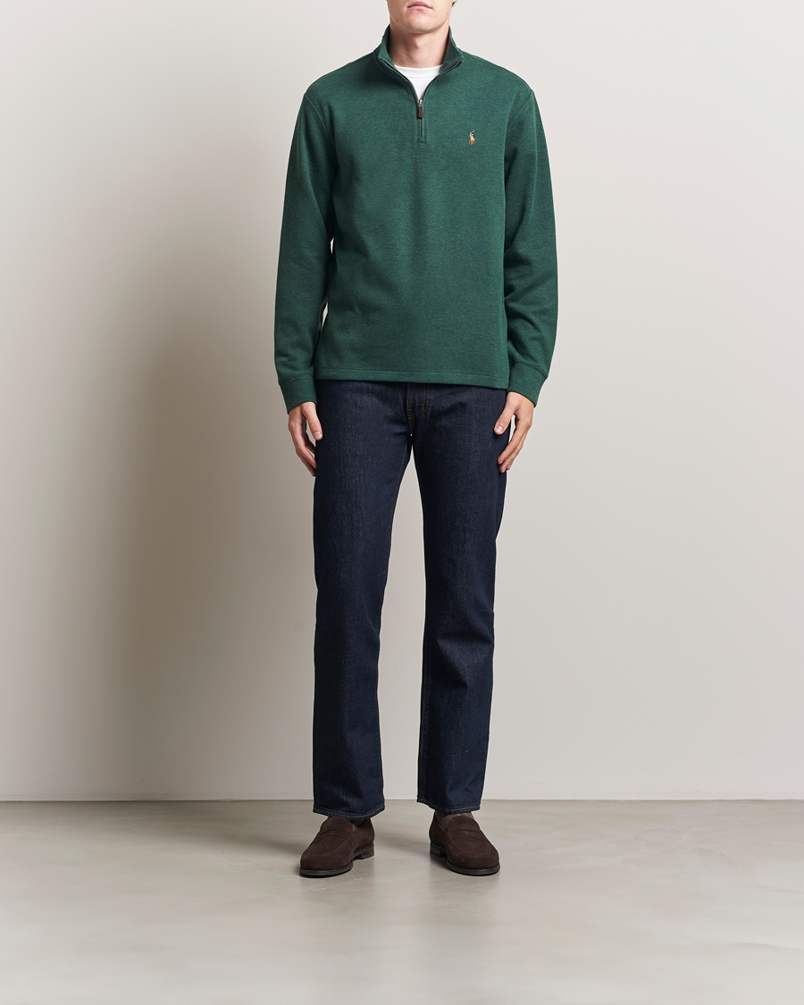 Herre | Gensere | Polo Ralph Lauren | Double Knit Jaquard Half Zip Sweater Pine Heather