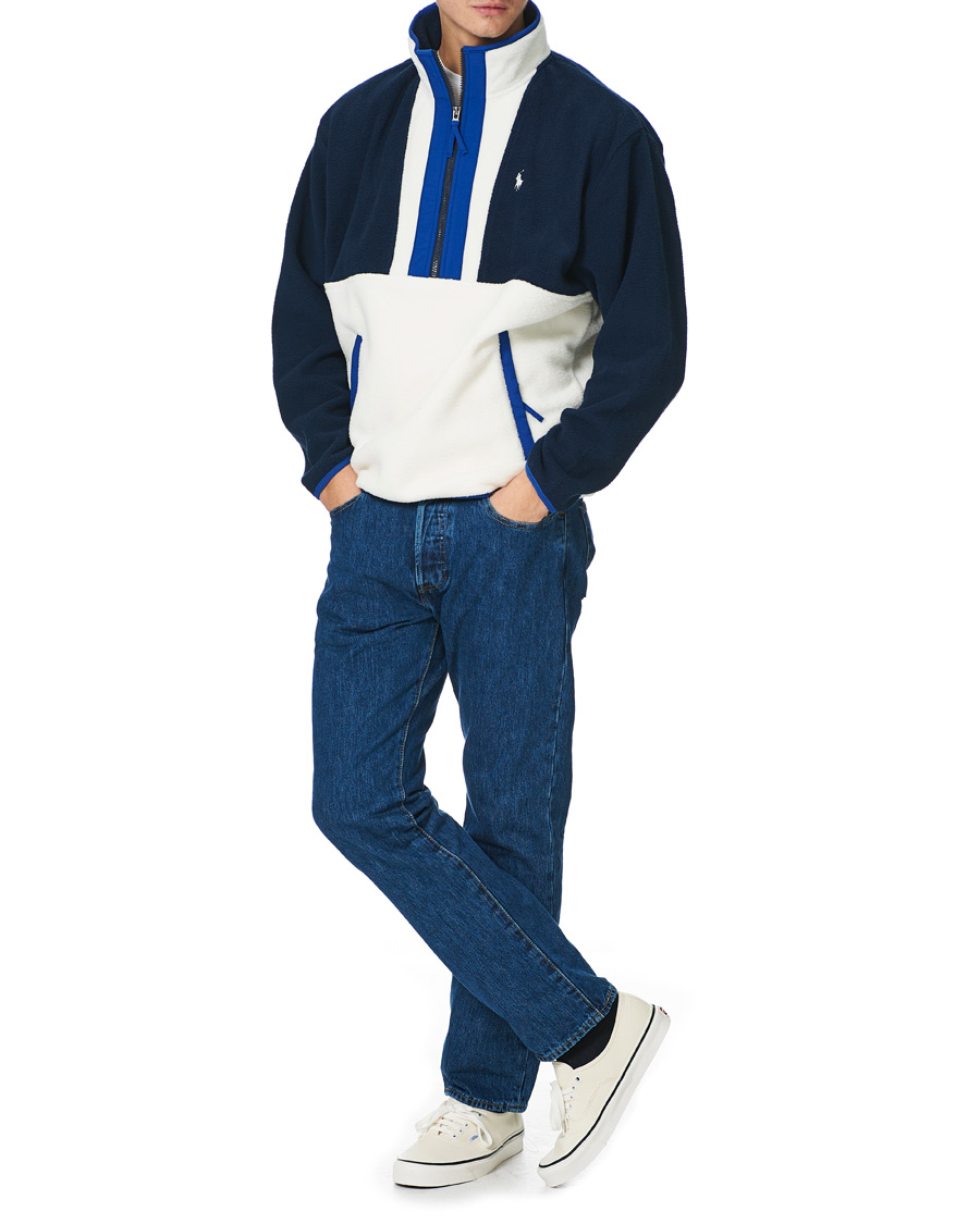 Herre | Gensere | Polo Ralph Lauren | Vintage Poly Fleece Half Zip Sweater Navy/White