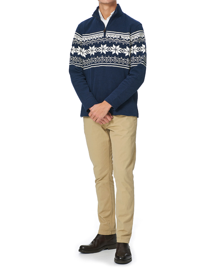 Herre | Gensere | Polo Ralph Lauren | Winter Double Knit Half Zip Sweater Blue Heather