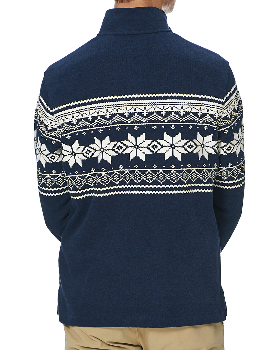 Herre | Gensere | Polo Ralph Lauren | Winter Double Knit Half Zip Sweater Blue Heather