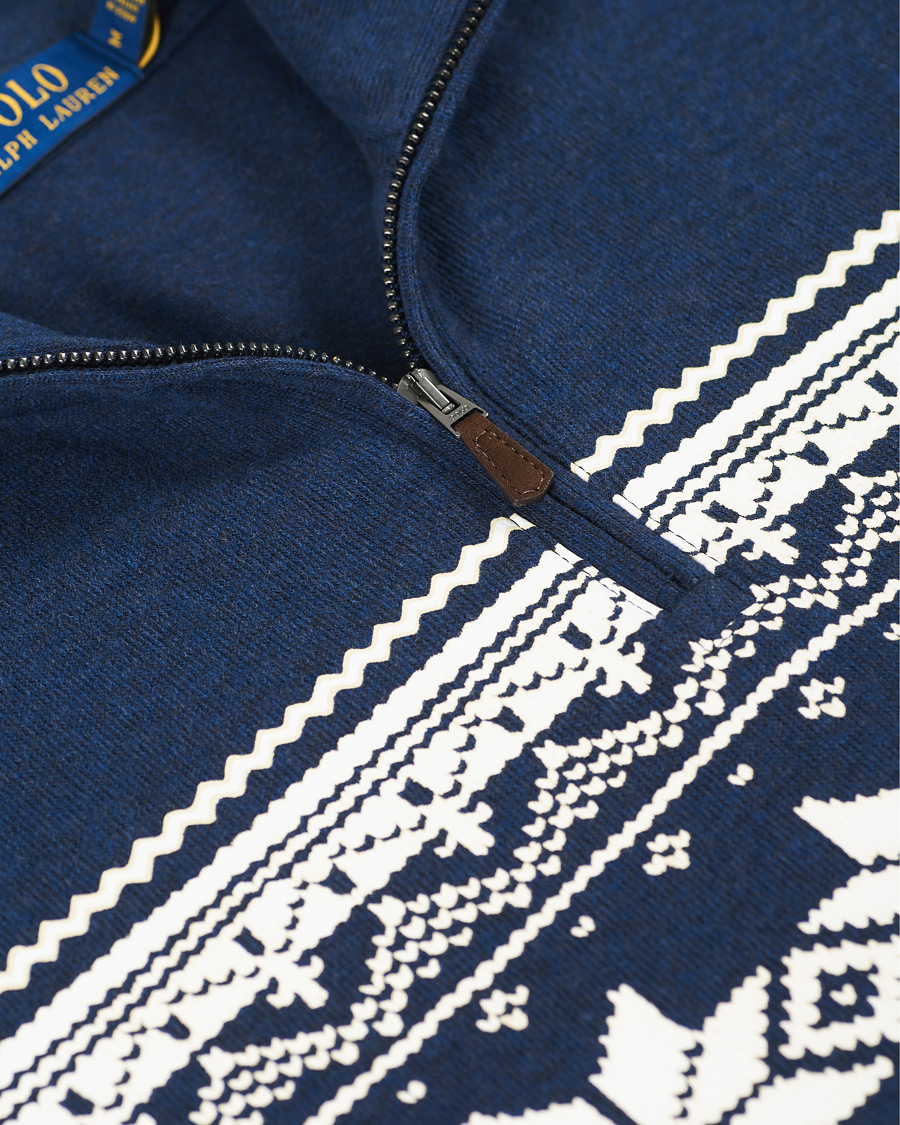 Herre | Gensere | Polo Ralph Lauren | Winter Double Knit Half Zip Sweater Blue Heather