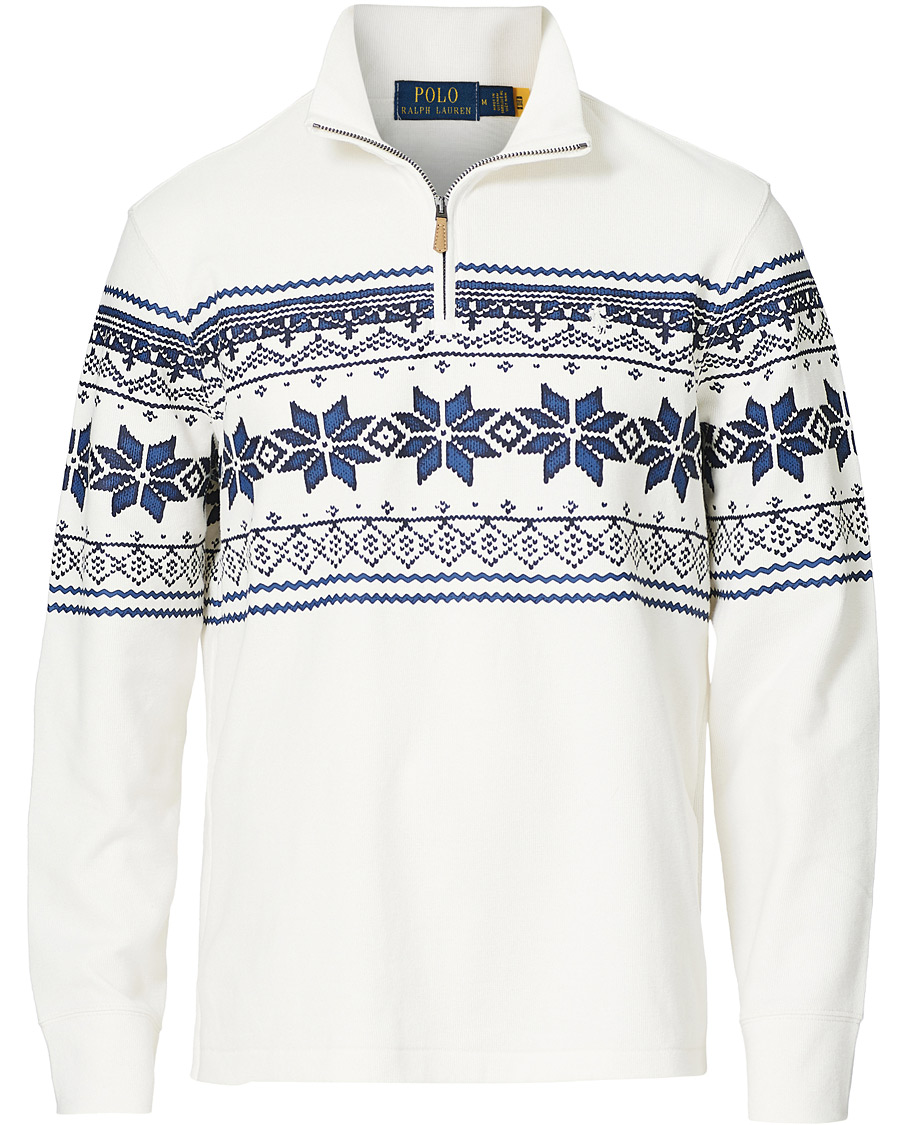 Herre | Gensere | Polo Ralph Lauren | Winter Double Knit Half Zip Sweater Nevis White