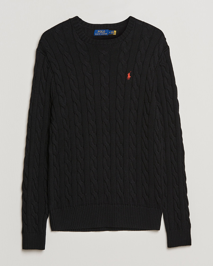 Herre | Gensere | Polo Ralph Lauren | Cotton Cable Pullover Polo Black