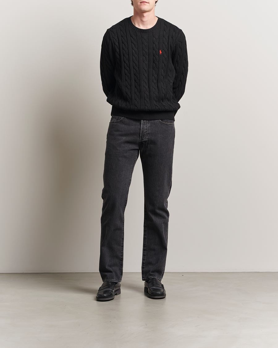 Herre | Gensere | Polo Ralph Lauren | Cotton Cable Pullover Polo Black