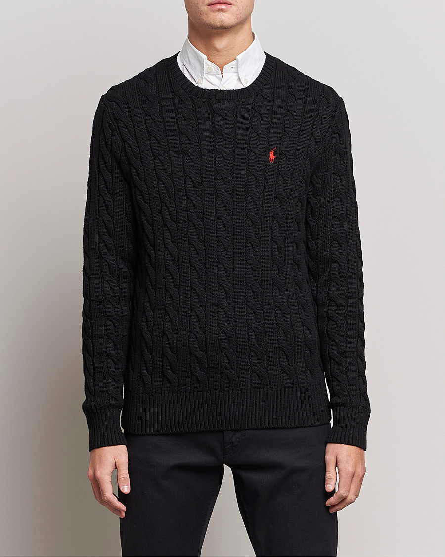 Herre | Gensere | Polo Ralph Lauren | Cotton Cable Pullover Polo Black