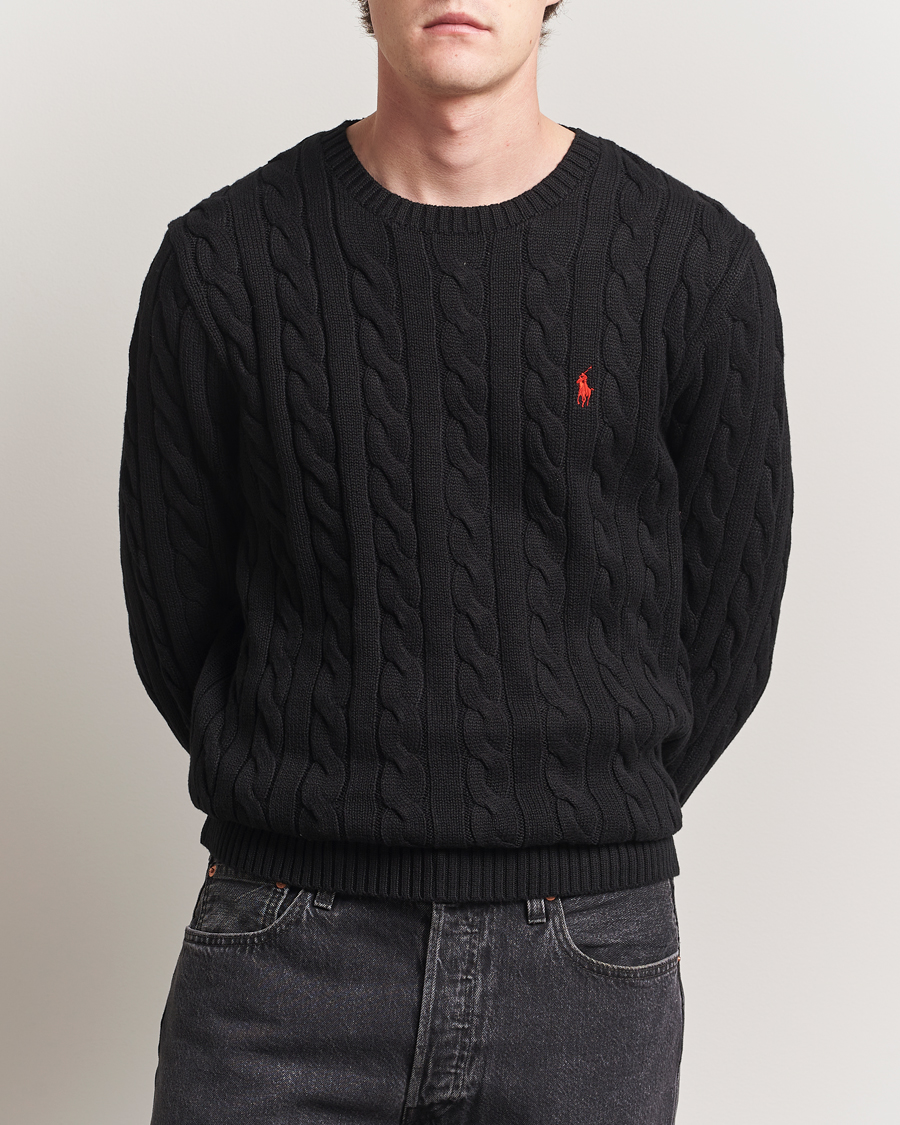 Herre | Gensere | Polo Ralph Lauren | Cotton Cable Pullover Polo Black