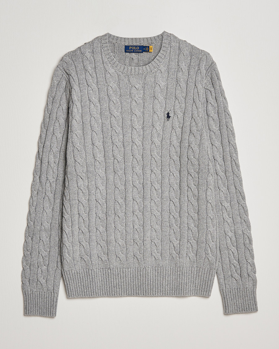 Herre | Gensere | Polo Ralph Lauren | Cotton Cable Pullover Fawn Grey Heather
