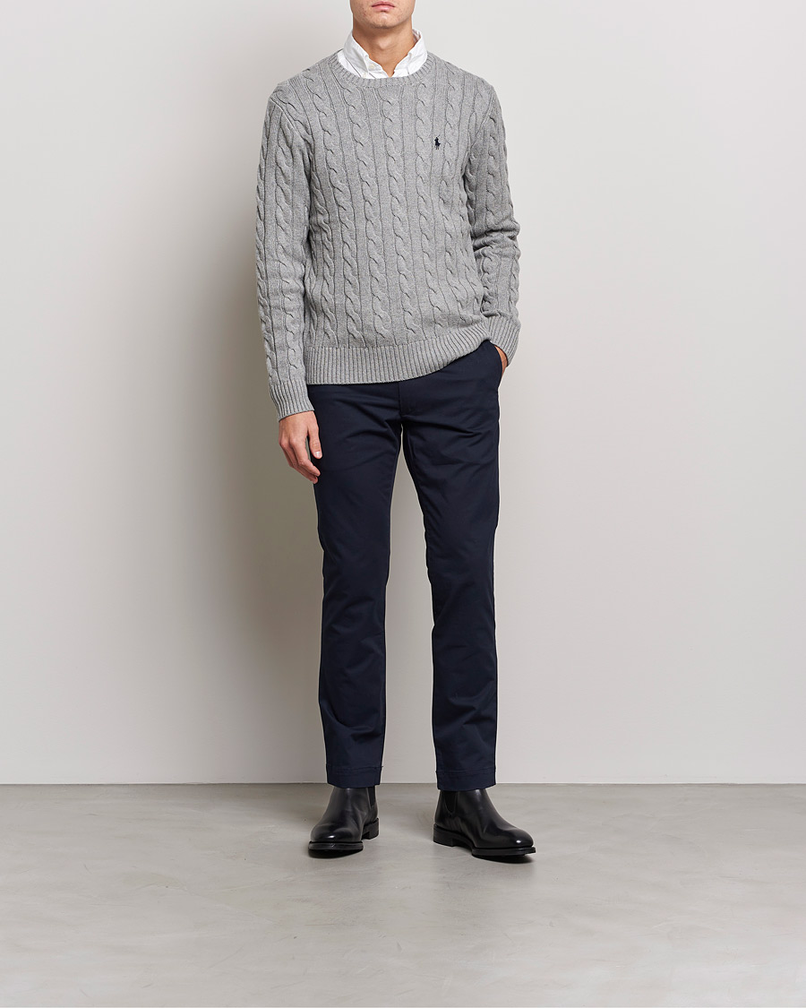 Herre | Gensere | Polo Ralph Lauren | Cotton Cable Pullover Fawn Grey Heather