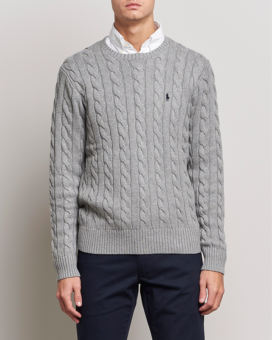 Herre | Trøjer | Polo Ralph Lauren | Cotton Cable Pullover Fawn Grey Heather