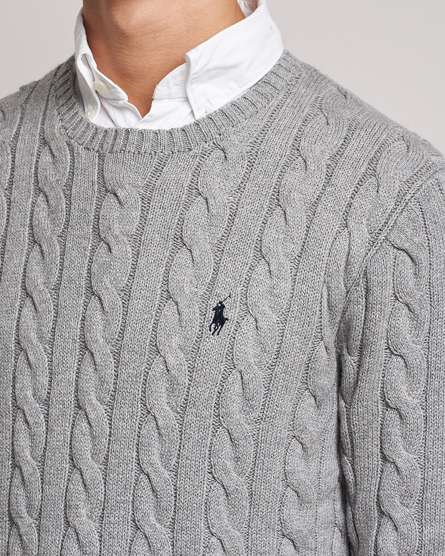 Herre | Gensere | Polo Ralph Lauren | Cotton Cable Pullover Fawn Grey Heather