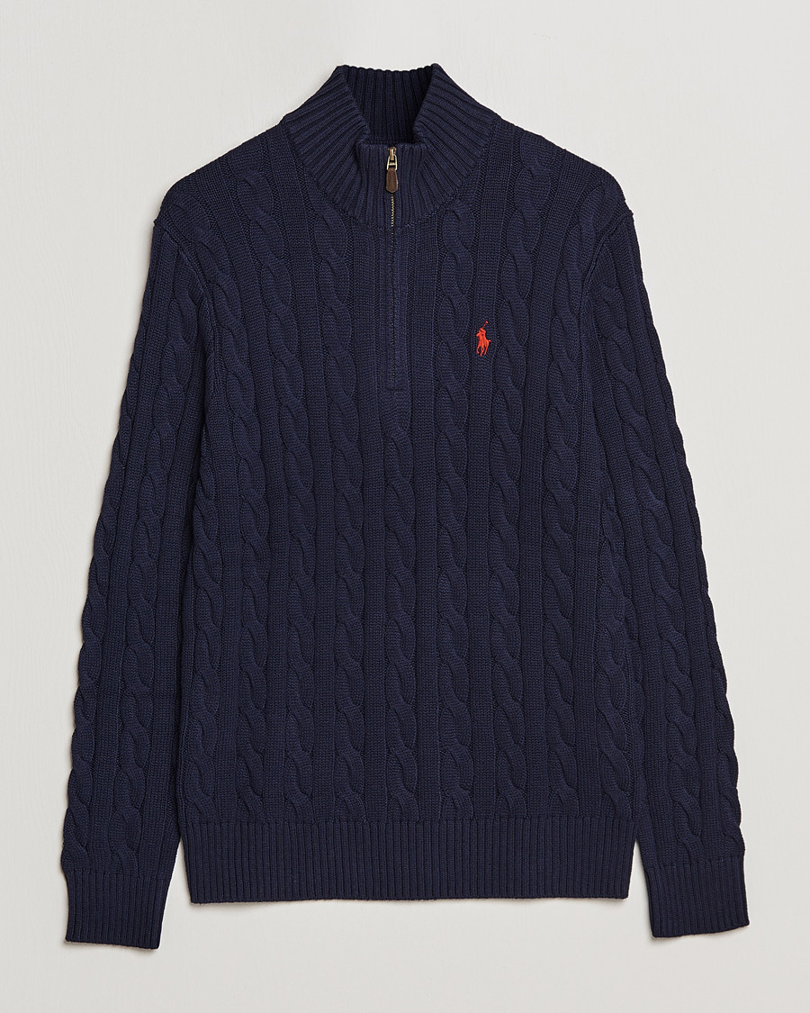 Herre | World of Ralph Lauren | Polo Ralph Lauren | Cotton Cable Half Zip Sweater Hunter Navy
