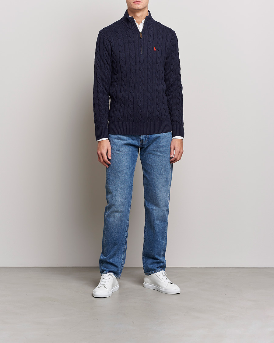 Herre | Gensere | Polo Ralph Lauren | Cotton Cable Half Zip Hunter Navy