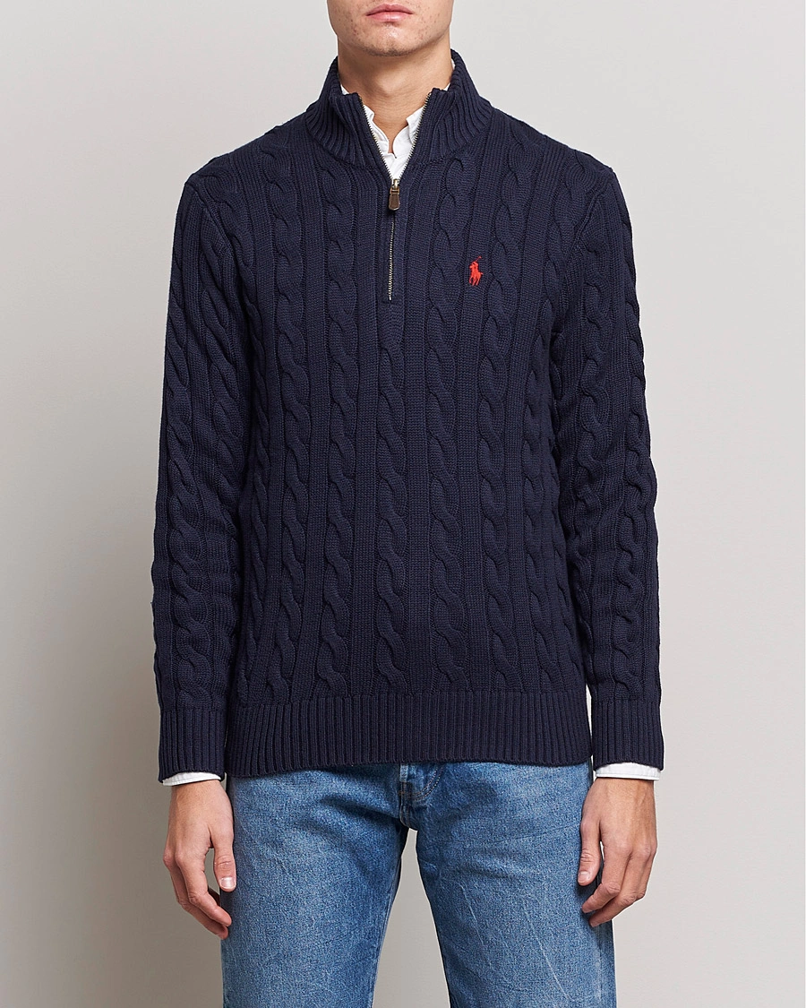 Herre | Gensere | Polo Ralph Lauren | Cotton Cable Half Zip Hunter Navy