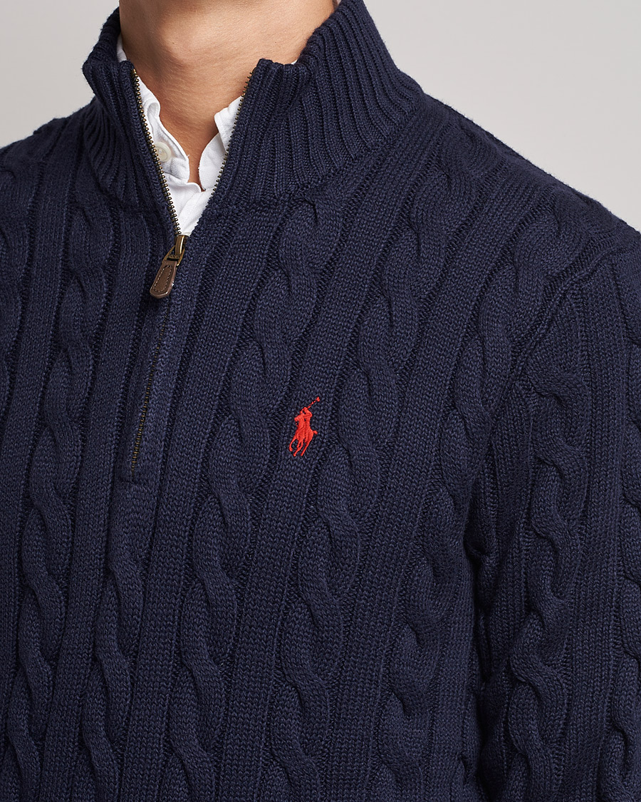 Herre | Gensere | Polo Ralph Lauren | Cotton Cable Half Zip Hunter Navy