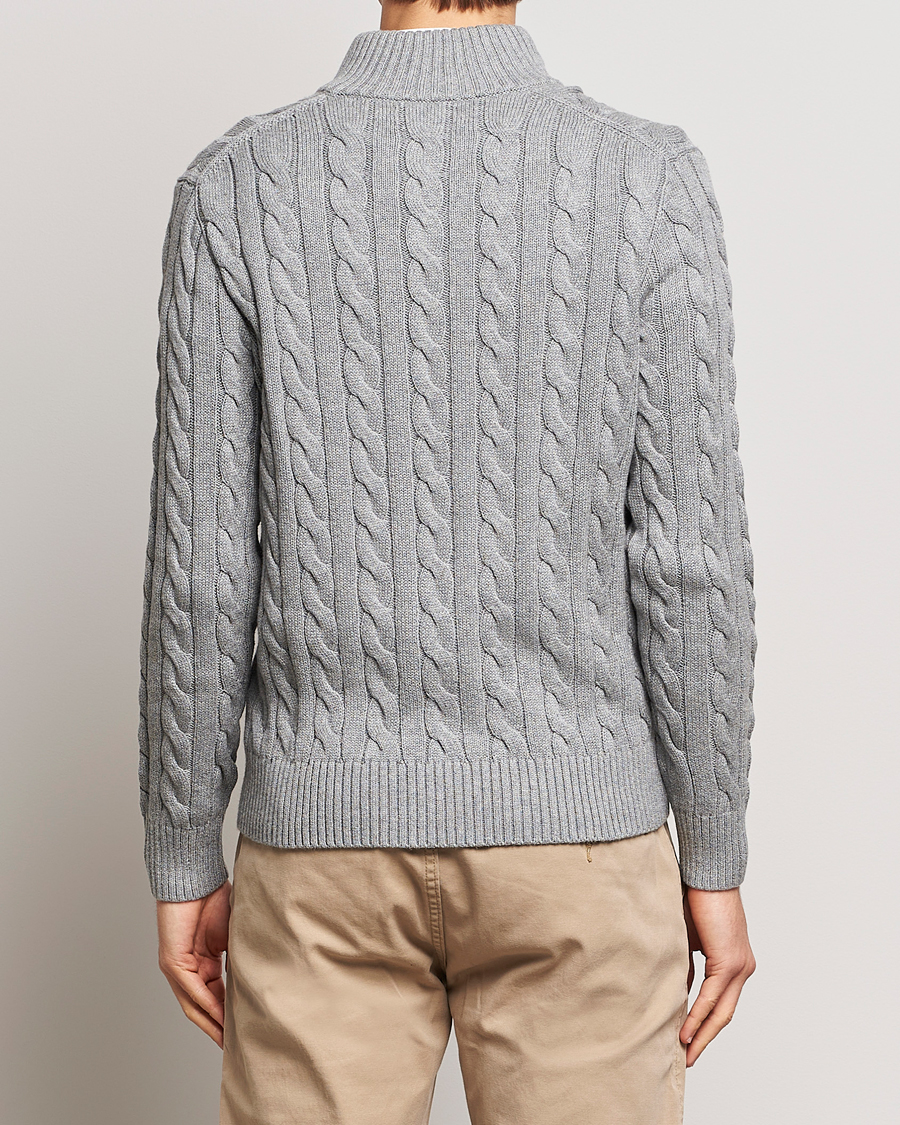 Herre | Gensere | Polo Ralph Lauren | Cotton Cable Half Zip Fawn Grey Heather