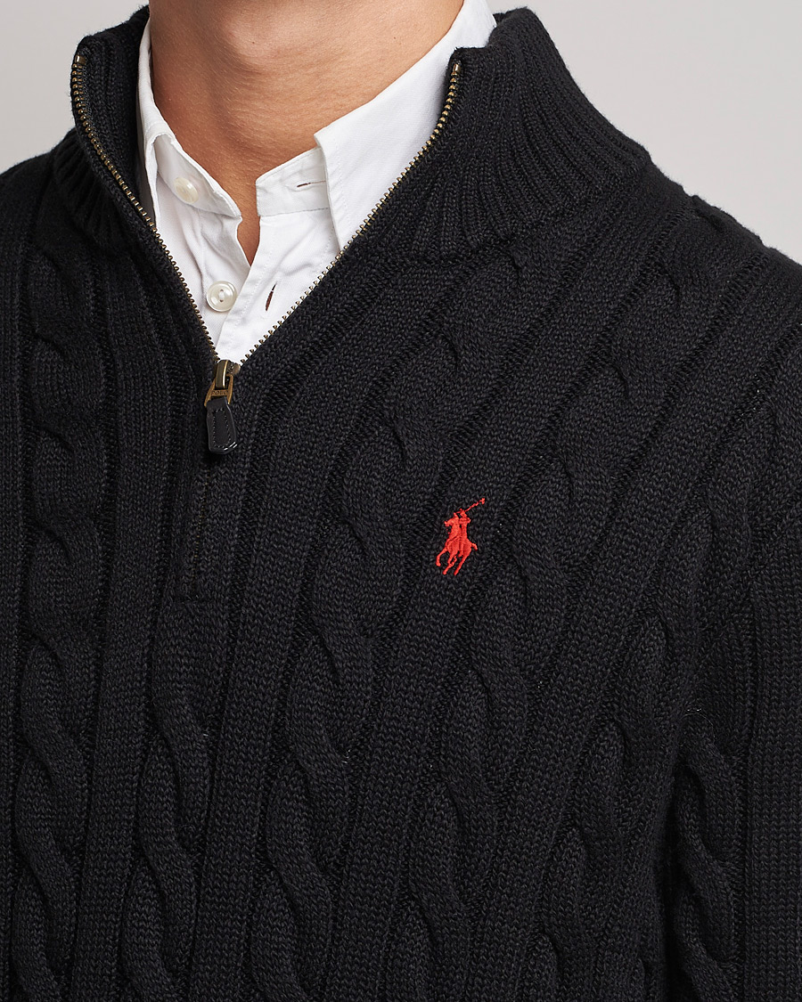 Herre | Gensere | Polo Ralph Lauren | Cotton Cable Half Zip Polo Black