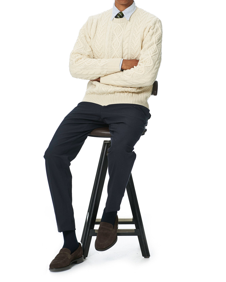 Herre | Gensere | Polo Ralph Lauren | Wool/Cashmere Structured Knitted Sweater Cream