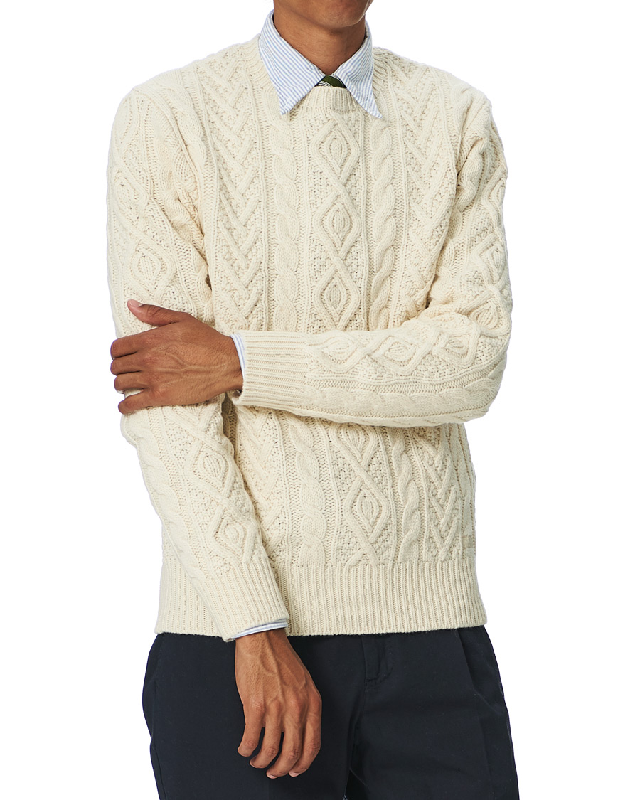 Herre |  | Polo Ralph Lauren | Wool/Cashmere Structured Knitted Sweater Cream
