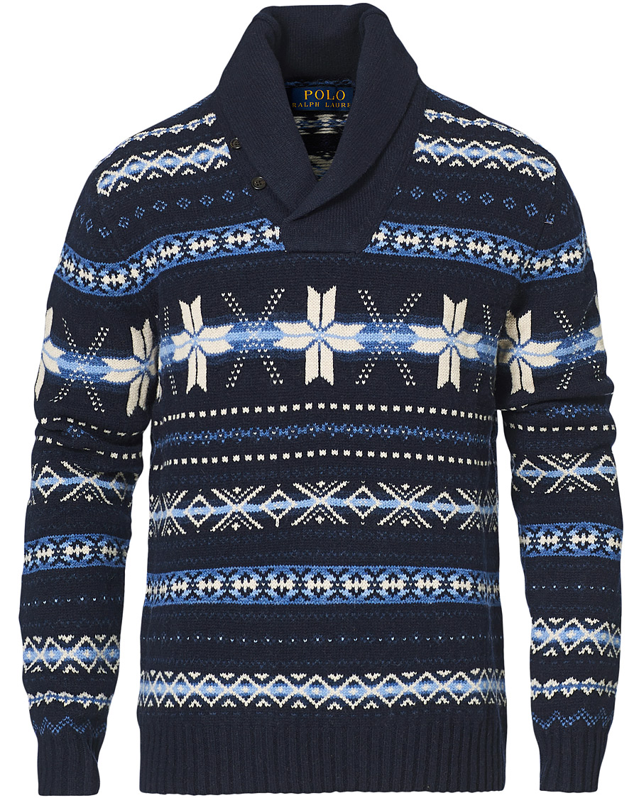 Herre | Gensere | Polo Ralph Lauren | Wool Snowflake Shawl Collar Sweater Navy