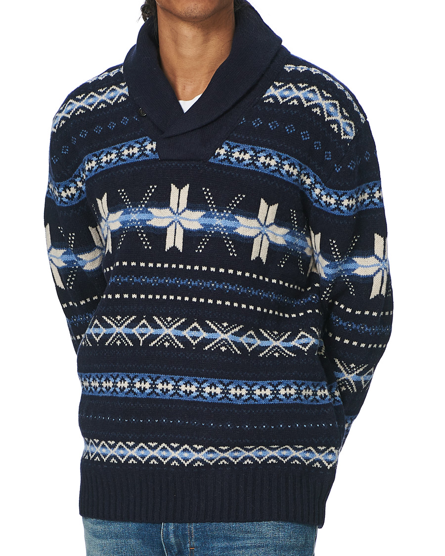 Herre | Gensere | Polo Ralph Lauren | Wool Snowflake Shawl Collar Sweater Navy
