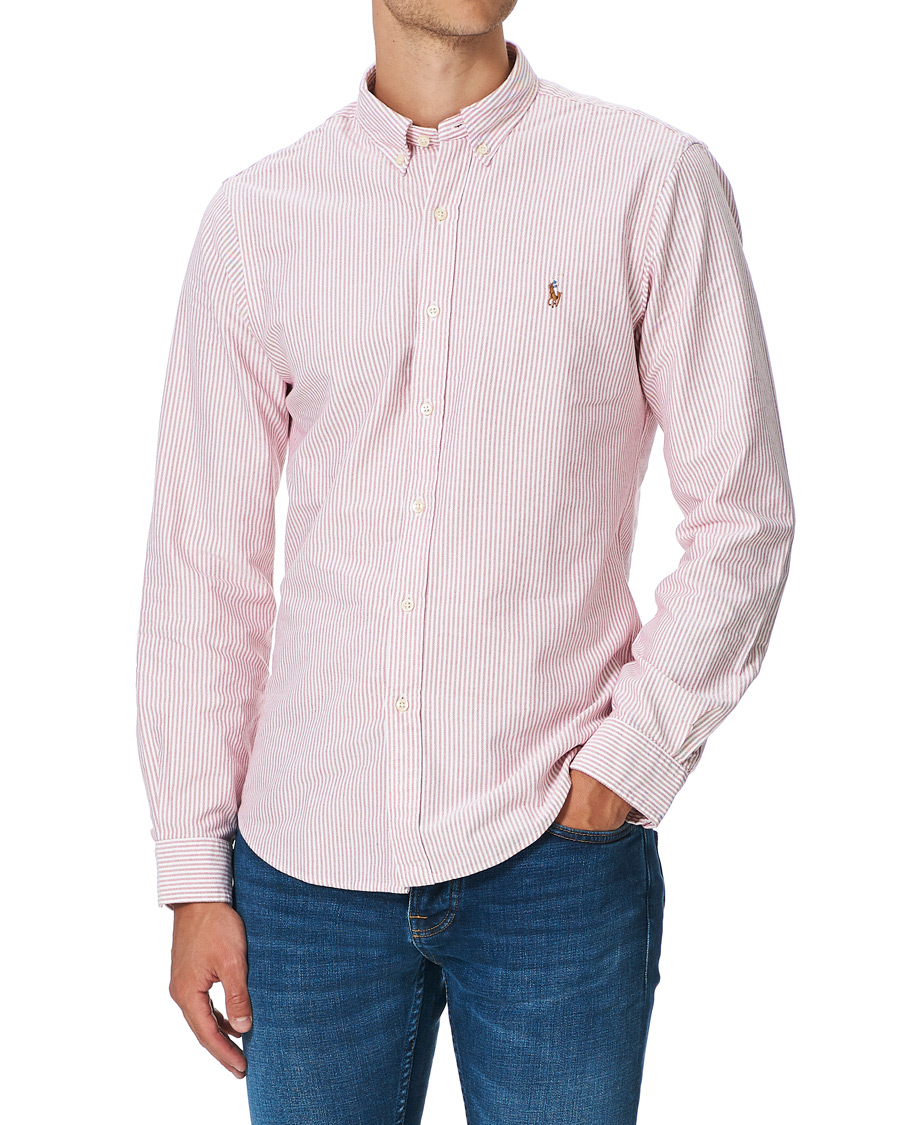 Herre | Skjorter | Polo Ralph Lauren | Slim Fit Striped Oxford Shirt Burgundy/White