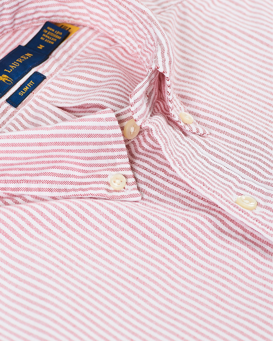 Herre | Skjorter | Polo Ralph Lauren | Slim Fit Striped Oxford Shirt Burgundy/White